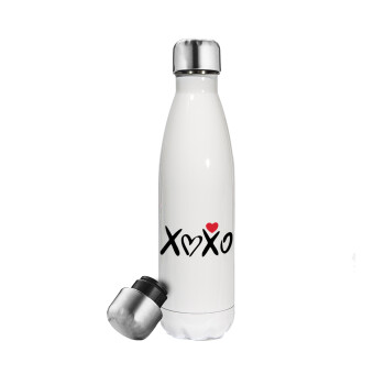 xoxo, Μεταλλικό παγούρι θερμός Λευκό (Stainless steel), διπλού τοιχώματος, 500ml