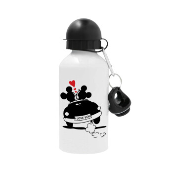 Love Car, Metal water bottle, White, aluminum 500ml