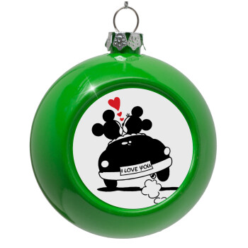 Love Car, Green Christmas tree ornament bauble 8cm