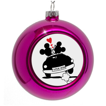 Love Car, Purple Christmas tree ornament bauble 8cm