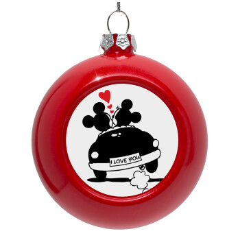 Love Car, Red Christmas tree ornament bauble 8cm