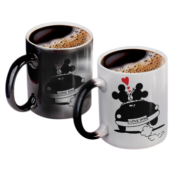 Love Car, Color changing magic Mug, ceramic, 330ml when adding hot liquid inside, the black colour desappears (1 pcs)