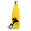 Yellow Stainless Steel Metallic Thermos, double-walled, 500ml