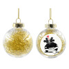 Transparent Christmas tree ball ornament with gold filling 8cm