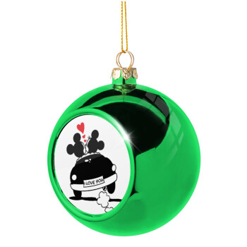 Love Car, Green Christmas tree ornament ball 8cm