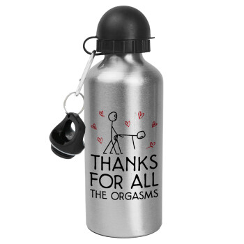 Thanks for all the orgasms, Metallic water jug, Silver, aluminum 500ml