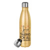 Glitter gold stainless steel thermos bottle, double-walled, 500ml