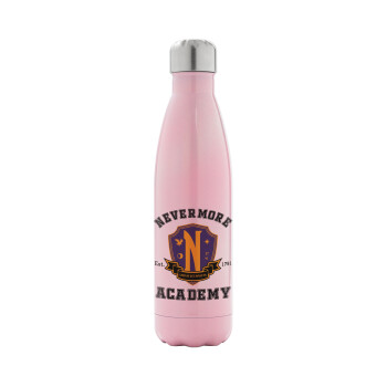 Wednesday Nevermore Academy University, Metal mug thermos Pink Iridiscent (Stainless steel), double wall, 500ml