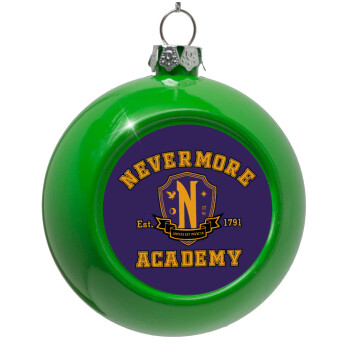 Wednesday Nevermore Academy University, Στολίδι Χριστουγεννιάτικη μπάλα δένδρου Πράσινο 8cm