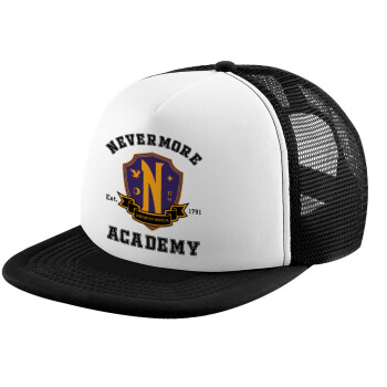 Wednesday Nevermore Academy University, Καπέλο παιδικό Soft Trucker με Δίχτυ ΜΑΥΡΟ/ΛΕΥΚΟ (POLYESTER, ΠΑΙΔΙΚΟ, ONE SIZE)