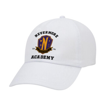 Wednesday Nevermore Academy University, Καπέλο Ενηλίκων Baseball Λευκό 5-φύλλο (POLYESTER, ΕΝΗΛΙΚΩΝ, UNISEX, ONE SIZE)