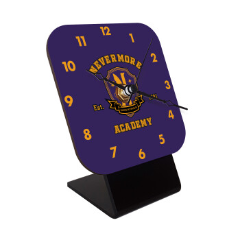 Wednesday Nevermore Academy University, Quartz Wooden table clock with hands (10cm)