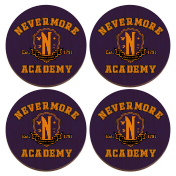 Wednesday Nevermore Academy University, ΣΕΤ x4 Σουβέρ ξύλινα στρογγυλά plywood (9cm)