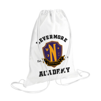 Wednesday Nevermore Academy University, Backpack pouch GYMBAG white (28x40cm)