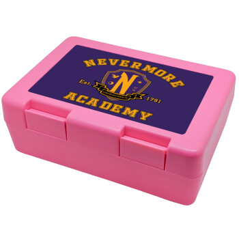 Wednesday Nevermore Academy University, Παιδικό δοχείο κολατσιού ΡΟΖ 185x128x65mm (BPA free πλαστικό)