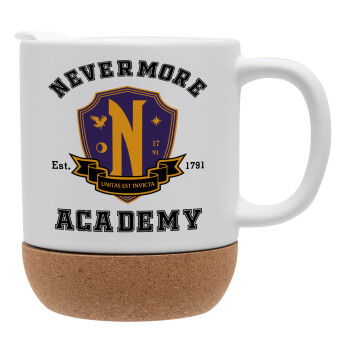 Wednesday Nevermore Academy University, Κούπα, κεραμική με βάση φελού και καπάκι (ΜΑΤ), 330ml (1 τεμάχιο)