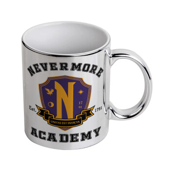 Wednesday Nevermore Academy University, Mug ceramic, silver mirror, 330ml