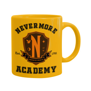 Wednesday Nevermore Academy University, Κούπα, κεραμική κίτρινη, 330ml