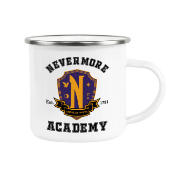 Wednesday Nevermore Academy University, Metallic enamel cup white 360ml