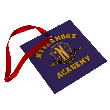 Wednesday Nevermore Academy University, Christmas ornament, glass square ornament 9x9cm