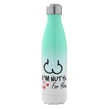I'm Nuts for you, Metal mug thermos Green/White (Stainless steel), double wall, 500ml
