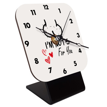 I'm Nuts for you, Quartz Wooden table clock with hands (10cm)