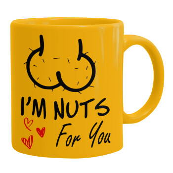 I'm Nuts for you, Ceramic coffee mug yellow, 330ml (1pcs)