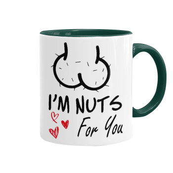 I'm Nuts for you, Κούπα χρωματιστή πράσινη, κεραμική, 330ml