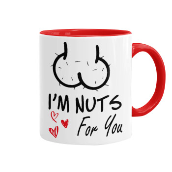 I'm Nuts for you, Κούπα χρωματιστή κόκκινη, κεραμική, 330ml