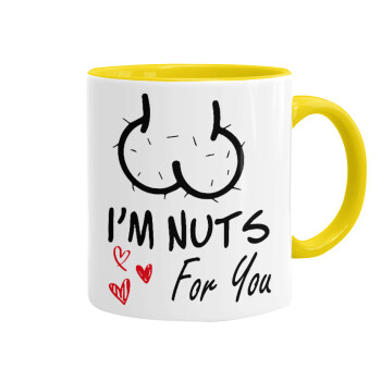 I'm Nuts for you, Κούπα χρωματιστή κίτρινη, κεραμική, 330ml