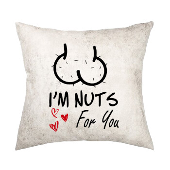 I'm Nuts for you, Μαξιλάρι καναπέ Δερματίνη Γκρι 40x40cm με γέμισμα