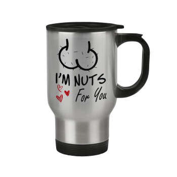 I'm Nuts for you, Stainless steel travel mug with lid, double wall 450ml