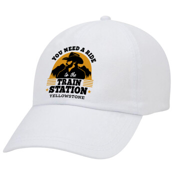 You need a ride to the train station, Adult Baseball Cap White 5-panel (POLYESTER, ADULT, UNISEX, ONE SIZE)