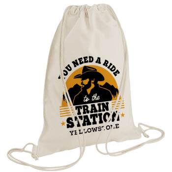 You need a ride to the train station, Backpack bag GYMBAG natural (28x40cm)