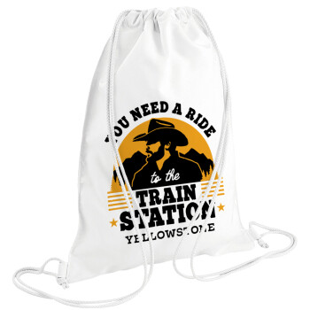 You need a ride to the train station, Backpack pouch GYMBAG white (28x40cm)