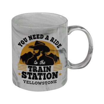 You need a ride to the train station, Mug ceramic marble style, 330ml