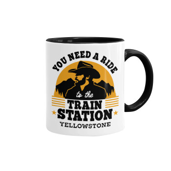 You need a ride to the train station, Mug colored black, ceramic, 330ml