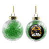 Transparent Christmas tree ball ornament with green filling 8cm