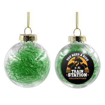 You need a ride to the train station, Transparent Christmas tree ball ornament with green filling 8cm