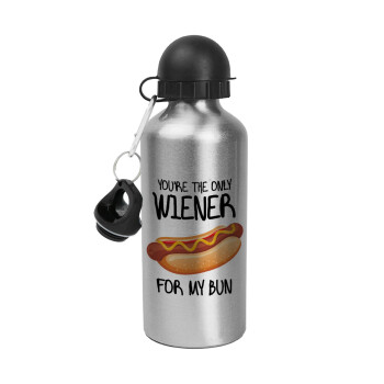 You re the only wiener for my bun, Metallic water jug, Silver, aluminum 500ml