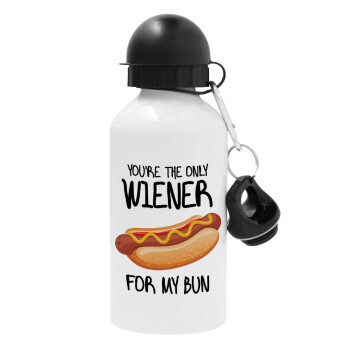 You re the only wiener for my bun, Metal water bottle, White, aluminum 500ml