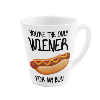 You re the only wiener for my bun, Κούπα κωνική Latte Λευκή, κεραμική, 300ml