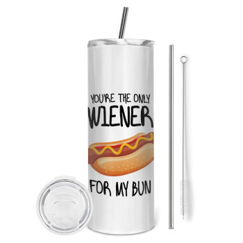 You re the only wiener for my bun, Eco friendly ποτήρι θερμό (tumbler) από ανοξείδωτο ατσάλι 600ml, με μεταλλικό καλαμάκι & βούρτσα καθαρισμού