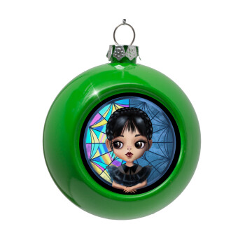 Wednesday big eyes, Green Christmas tree ornament bauble 8cm