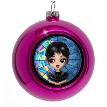 Wednesday big eyes, Purple Christmas tree ornament bauble 8cm