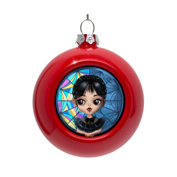 Wednesday big eyes, Red Christmas tree ornament bauble 8cm