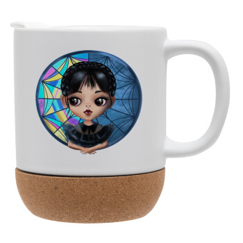 Wednesday big eyes, Ceramic coffee mug Cork (MAT), 330ml (1pcs)