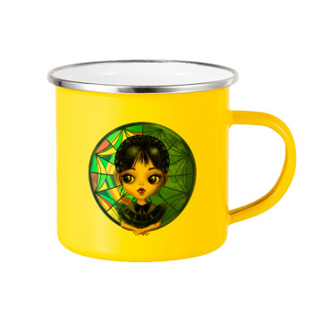 Wednesday big eyes, Yellow Enamel Metallic Cup 360ml