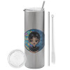 Tumbler stainless steel Silver 600ml, with metal straw & cleaning brush