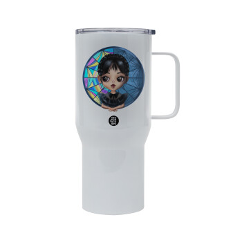 Wednesday big eyes, Mega Stainless steel Tumbler with lid, double wall 750L